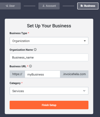 Business setup form