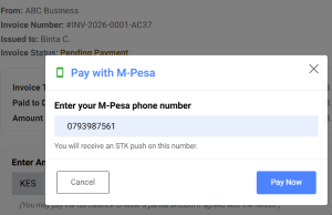 M-Pesa STK invoice payment